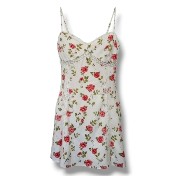La Hearts Dresses & Skirts - LA Hearts Women’s White Floral Corset Mini Dress | Spaghetti Straps | Size Small